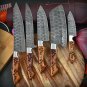 HANDMADE DAMASCUS STEEL CHEF KNIFE SET DAMASCUS CHEF KITCHEN KNIFE W/WOOD HANDL