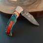 CUSTOM HANDMADE DAMASCUS STEEL 8.0" FOLDING KNIFE, POCKET KNIFE, BUSHCRAFT KNIFE