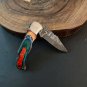 CUSTOM HANDMADE DAMASCUS STEEL 8.0" FOLDING KNIFE, POCKET KNIFE, BUSHCRAFT KNIFE