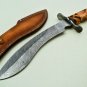 CUSTOM HANDMADE DAMASCUS STEEL 14" HUNTING KUKRI KNIFE, BUSHCRAFT, OUTDOOR KNIFE