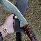 CUSTOM HANDMADE DAMASCUS STEEL 14" HUNTING KUKRI KNIFE, SURVIVAL KNIFE, CAMPING