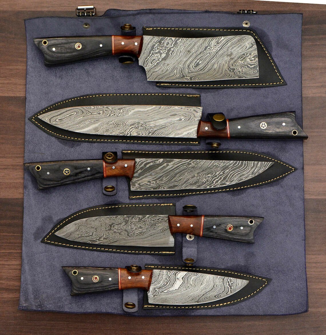 CUSTOM HANDMADE DAMASCUS STEEL CHEF KNIFE SET, KITCHEN KNIFE, OUTDOOR KNIFE, EDC