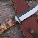 HANDMADE CARBON STEEL 10" HUNTING KNIFE, SKINNER KNIFE WITH BONE HANDLE EDC KNIF