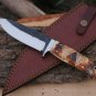 HANDMADE CARBON STEEL 10" HUNTING KNIFE, SKINNER KNIFE WITH BONE HANDLE EDC KNIF