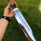 2 CUSTOM HANDMADE D2 STEEL HUNTING BOWIE KNIFE, WITH WOOD AND LEATHER HANDLE
