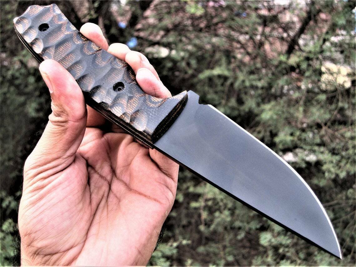 CUSTOM HANDMADE D2 STEEL 10" SKINNER KNIFE, POWDER COATED KNIFE, OUTDOOR KNIVES
