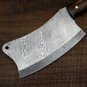 SET OF 2 CUSTOM HANDMADE DAMASCUS STEEL CLEAVER & KNIFE, KITCHEN KNIFE, EDC