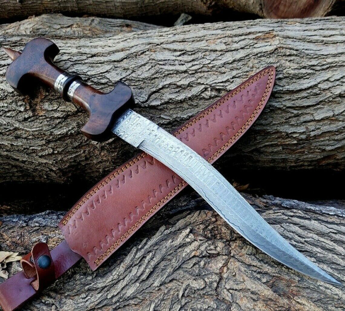 CUSTOM HANDMADE DAMASCUS STEEL 18" BIG BOWIE KNIFE, HUNTING KNIFE, SKINNER KNIFE