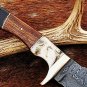 CUSTOM HANDMADE DAMASCUS STEEL 8.5" HUNTING KNIFE, SKINNER KNIFE, BUSHCRAFT EDC