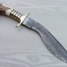 CUSTOM HANDMADE DAMASCUS STEEL 16" HUNTING KUKRI KNIFE, BUSHCRAFT KNIFE, EDC