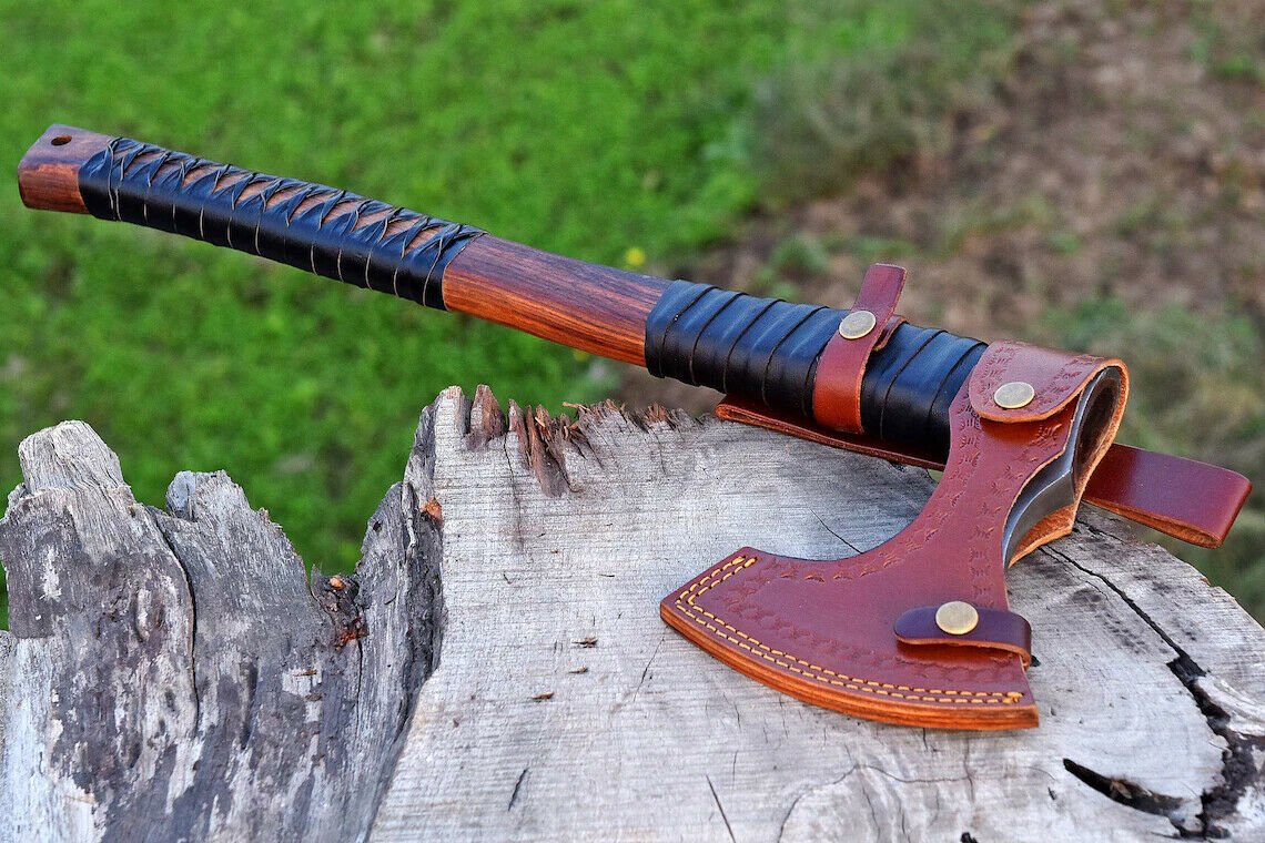 CUSTOM HANDMADE D2  STEEL 20" AXE/HATCHET , SKINNER KNIFE,OUTDOOR AXE, EDC AXE