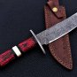 CUSTOM HANDMADE DAMASCUS STEEL 14" HUNTING KNIFE, SKINNER KNIFE, BOWIE KNIFE EDC