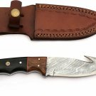 CUSTOM HANDMADE DAMASCUS STEEL 8.0" HUNTING KNIFE, GUT HOOK KNIFE, SKINNER KNIFE