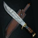 CUSTOM HANDMADE DAMASCUS STEEL 15" HUNTING KNIFE, SKINNER KNIFE, BOWIE KNIFE,EDC