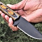 CUSTOM HANDMADE D2 STEEL 8" SKINNER KNIFE, BUSHCRAFT KNIFE, WITH PAKKA WOOD HAND