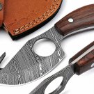 CUSTOM HANDMADE DAMASCUS STEEL 7" HUNTING KNIFE, GUT-HOOK KNIFE, BUSHCRAFT KNIFE