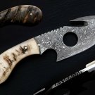 CUSTOM HANDMADE DAMASCUS STEEL 8" HUNTING KNIFE, SKINNER KNIFE, GUT-HOOK KNIFE