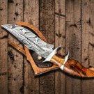 CUSTOM HANDMADE DAMASCUS STEEL 12" HUNTING KNIFE, DOUBLE GUARD KNIFE, OUTDOOR ED