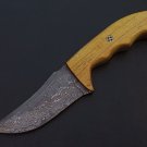 Handmade Damascus steel skinner knife Outdoor Hunting Knife With Sheath, Wood Handle