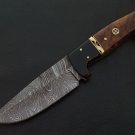 Handmade Damascus steel skinner knife Outdoor Hunting Knife With Sheath, Wood Handle