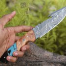 Handmade Damascus steel Bush craft knife Hunting Knife With Sheath, Wood Handle