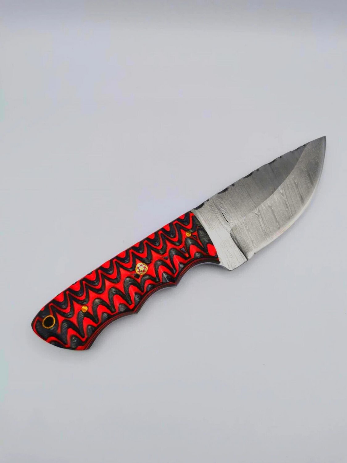7.0" CUSTOM HAND MADE DAMASCUS STEEL SKINNER KNIFE PAKKA WOOD HANDLE W/SHEATH