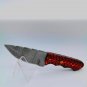 7.0" CUSTOM HAND MADE DAMASCUS STEEL SKINNER KNIFE PAKKA WOOD HANDLE W/SHEATH