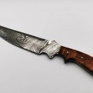 13" CUSTOM HAND MADE DAMASCUS STEEL HUNTING KNIFE ROSEWOOD HANDLE W/SHEATH