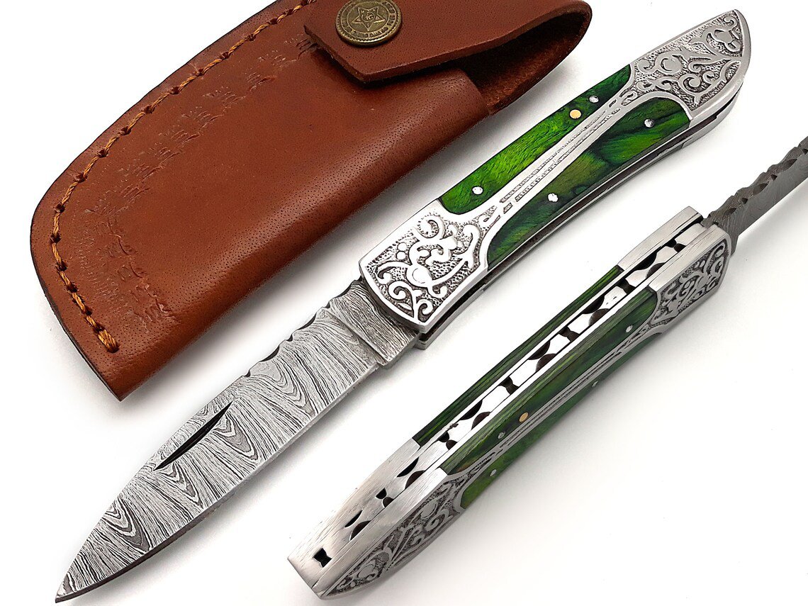 Handmade Damascus Pocket Knife Folding Knife For Men Gift For Father Camping Knife Pocket Knife
