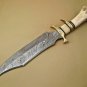 Handmade Damascus steel hunting Knife camel bone Handle Birthday Gift Folding Knife Groomsmen