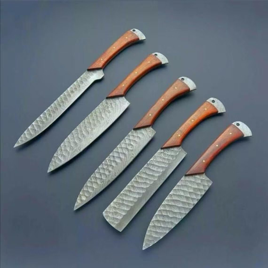 5 Pieces Handmade Damascus Steel Kitchen Knife chef's Knife Set forging mark blade