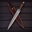 custom handmade Damascus steel dagger hunting knife walnut & pakka wood handle gift for him