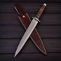 custom handmade Damascus steel dagger hunting knife walnut & pakka wood handle gift for him