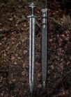 custom handmade forged Damascus steel Viking medieval sword with ash wood handle gift for him