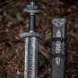 custom handmade forged Damascus steel Viking medieval sword with ash wood handle gift for him