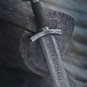 custom handmade forged Damascus steel Viking medieval sword with ash wood handle gift for him
