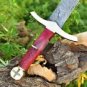 custom handmade Damascus steel hobbit viking sword red wood handle gift for him