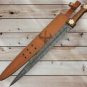 custom handmade Damascus steel double edge viking sword rosewood & brass handle gift for him