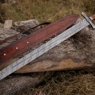custom handmade Damascus steel hunting viking sword rosewood handle gift for him