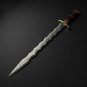 custom handmade Damascus steel  viking sword micarta and red spacer with guard & pommel handle