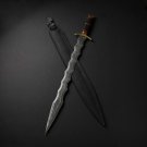 custom handmade Damascus steel  viking sword micarta and red spacer with guard & pommel handle