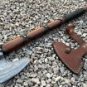 custom handmade damascus steel hunting viking axe natural wood handle gift for him groomsmen gift