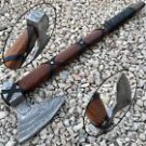 custom handmade damascus steel hunting viking axe natural wood handle gift for him groomsmen gift