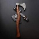 custom handmade damascus steel viking hunting axe natural wood handle gift for him groomsmen gift