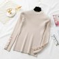 Autumn Women Long Sleeve Slim Sweater Cashmere Pullover Metal Buttons Split Cuff Basic Top