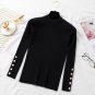 Autumn Women Long Sleeve Slim Sweater Cashmere Pullover Metal Buttons Split Cuff Basic Top
