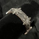 Lucky Brand Marcasite Flowers On Leather Belt Style Bracelet 7.5" New Lucky Brand Marcasite Flowers On Leather Belt Style Bracelet 7.5" New