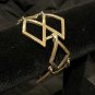 Lucky Brand Hammered Openwork Diamond Shape Gold Tone Cuff Style Bracelet 7.25"