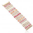 Lucky Brand Red Orange & Gold Multi Row Mesh Beaded Bracelet