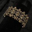 Lucky Brand Gold Tone Filigree Scroll With Amber Stones  Bracelet New 7"